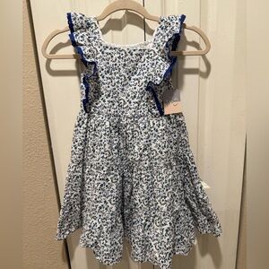 NWT Pastourelle by Pippa& Julie Floral Ruffle Tiered Blue Embroidered Dress,5T